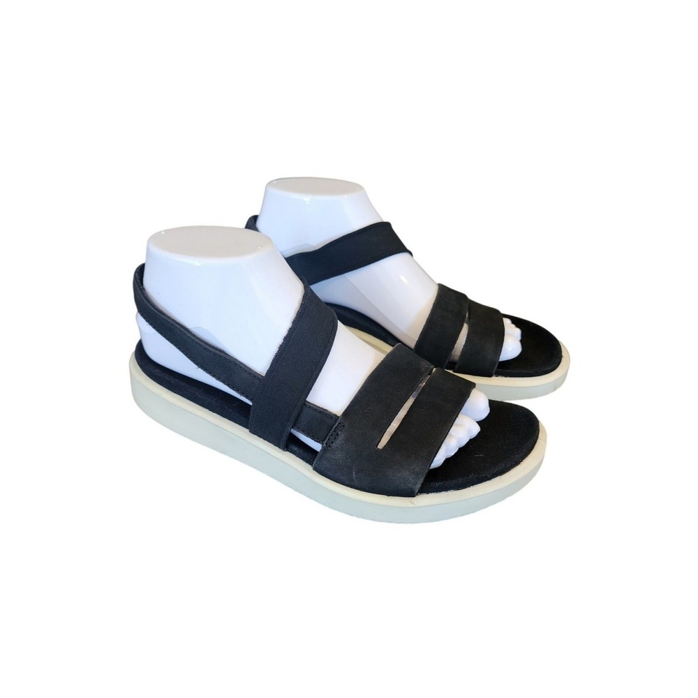 ECCO Yuma Sandal Black Leather Elastic Slingback Womens‎ 39 US 8-8.5 Scandi